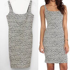 Diane von Furstenberg Bridget Dress Snake Wave Jacquard Black Cream Size 8